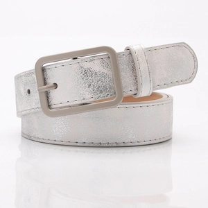 Women's Fashion PU Leather Belt Minimalist Alloy Needle Buckle Waist Belt Versatile Crackle Texture Decorative Accessory