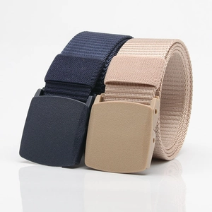 Nylon Tactical Belt With Plastic Buckle For Men Women Adjustable Outdoor Military Style Breathable Canvas Waistband