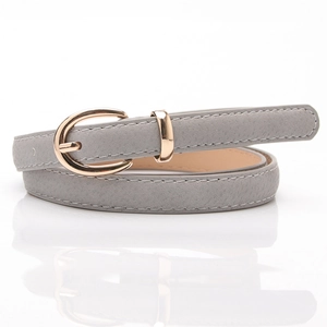 Cintura Sottile da Donna in Pelle PU Con Fibbia Ovale Dorata Motivo Struzzo Cintura Regolabile per Jeans Abiti Accessorio Casual