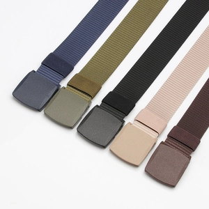 Unisex canvas nylon woven belt set with durable plastic buckle in five casual outdoor colors