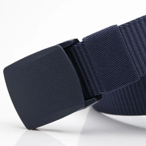 Tactical nylon belt with matte plastic buckle for outdoor activities in navy blue color