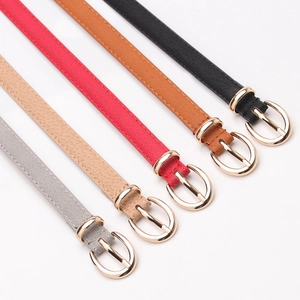 Set di cinture sottili da donna in pelle in cinque colori con fibbie ovali dorate