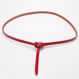 Women Genuine Leather Thin Belt Minimalist No Buckle Knotted Waist Strap For Dresses Sweaters Elegant Decorative Belt
