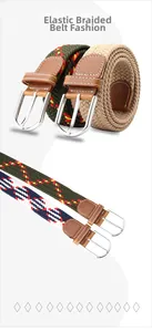 Détails des ceintures tressées élastiques avec boucle métallique et attaches en cuir