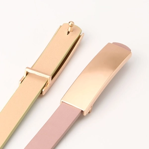 Ceintures fines en cuir pour femmes avec boucles en métal doré poli, rose et jaune