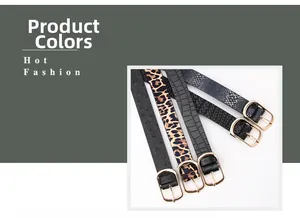 Detail showing five varied textures of women's skinny belts with golden oval buckles