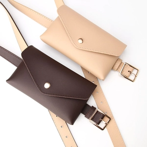 Riñonera de Moda para Mujer de Cuero PU Mini Sobre Con Cinturón de Hebilla de Aleación Ajustable Casual Decorativa