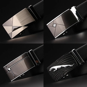 Ceintures en cuir noir pour hommes avec boucles automatiques de style décontracté