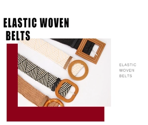 Elastic woven belts with various buckles in round, square and resin bamboo styles