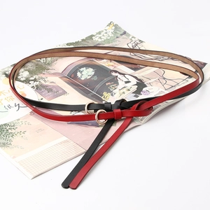 Ceinture Étroite en Croûte de Cuir pour Femme Avec Boucle Ronde en Alliage Sangle Décorative Minimaliste pour Robe Pull