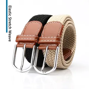 Ceinture Tressée Élastique Unisexe Avec Boucle à Ardillon en Alliage de Zinc Ceinture en Tissu Extensible Pour Hommes Femmes