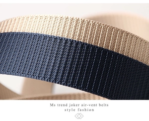Détail de la sangle en nylon respirant haute densité en coloris kaki et marine