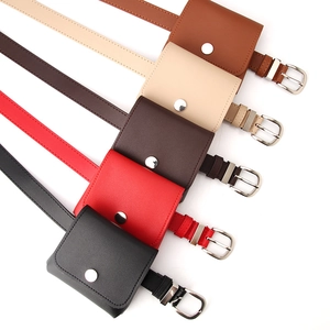 Women Fashion Faux Leather Belt And Mini Pouch Removable Small Wallet Adjustable Waist Belt For Dress Jeans Accessories