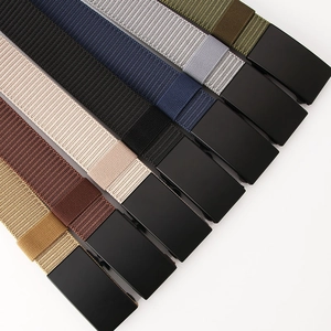 Durable nylon canvas belts with matte black buckles in seven various versatile colors