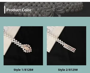 Detailansicht eleganter Perlen-Taillenkette mit glitzernden Strass-Schnallen in zwei Stilen