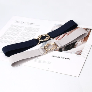 Ceinture Corset Élastique Femme Mode Boucle Double Anneau en Métal Polyvalente Simple Ceinture Décorative Taille Accessoire