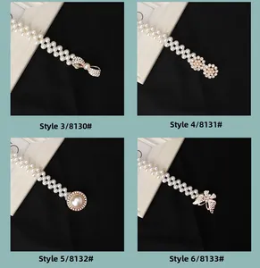 Detailansicht eleganter Perlen-Taillenkette mit funkelnden Strass-Schleifen-Verschlüssen