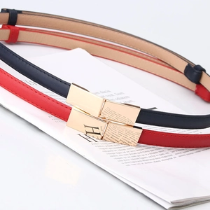 Ceinture Fine en PU Réglable pour Femmes Bande de Taille Polyvalente Coréenne pour Robes Pulls Boucle en Alliage Doré