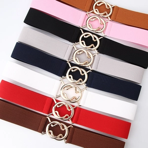 Ceintures élastiques pour femmes avec boucles dorées à double anneau en sept couleurs assorties