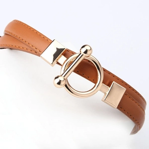 Minimalist Slim PU Leather Belt For Women Fashion OT Buckle Elegant Solid Color Waist Strap Decorative Thin Belt For Dress Coat