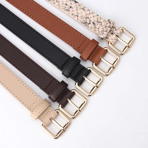 Ceintures minimalistes en cuir PU pour femmes avec boucles carrées dorées en cinq couleurs