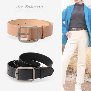 Ceinture élastique pour femme avec boucle métallique rétro en coloris noir et marron