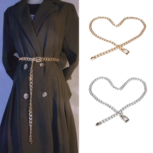 Mode Femmes Ceinture Chaîne en Métal Alliage Aluminium Chaîne de Taille Mince Avec Boucle à Ardillon pour Robe Jeans Or Argent