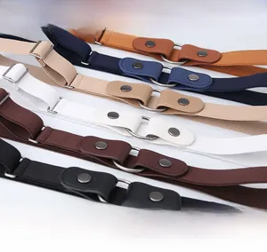 Détail de ceintures élastiques en 6 couleurs avec bandes extensibles et bouts en similicuir