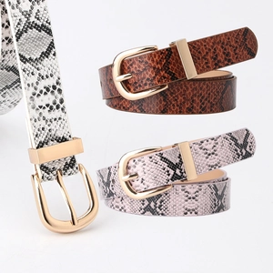 Women's Fashion Snake Skin Pattern Belt Premium PU Leather Waistband Alloy Pin Buckle Decorative Waist Belt For Jeans Dresses