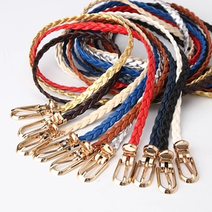 Women's knotted braided belt set in candy colors with polished gold alloy buckles