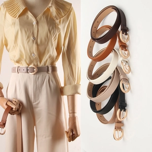 Ceintures fines minimalistes en cuir pour femmes en six couleurs avec boucles dorées mates