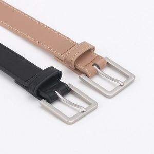 Cintura Sottile in Pelle PU Semplice da Donna Fibbia ad Ardiglione in Lega Cinturino alla Moda per Abito Casual Tinta Unita Accessori Eleganti