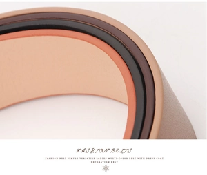 Close-up of colorful faux leather belts for women showing detailed edge and texture