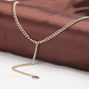 Women Gold Aluminum Chain Belt Adjustable Waist Link Belt For Dresses Sweaters Fashion Ins Style Decorative Jewelry Accessories