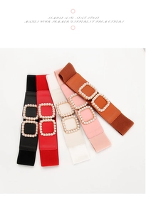 Cinture elastiche da donna con fibbie dorate e perle in vari colori alla moda