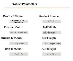 Detaillierte Tabelle für 6cm breite Damen-Elastikgürtel mit PU-Leder und Spezifikationen