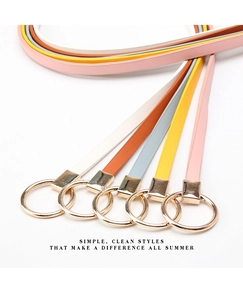 Dünne Taillengürtel in bunten Farben mit goldenen Metallschnallen in eleganter Sternanordnung
