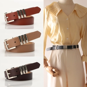 Women Fashion Faux Leather Belt With Silver Alloy Pin Buckle Minimalist Thin Waistband For Dresses Jeans Lady Accessory