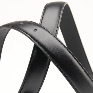 Chic black leather belt for women featuring a minimalist pin buckle and fine stitching
