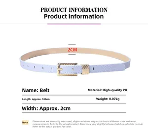 Detail of light purple PU leather belt with lychee texture and golden floral square buckle