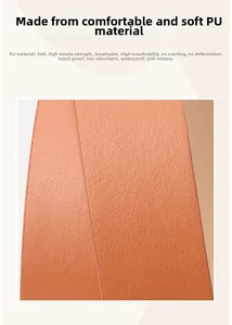 Detail of brown PU leather belt showing soft lychee texture and durable fabric