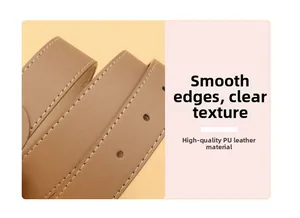 Close-up of premium PU leather belt with smooth edges and durable white stitching