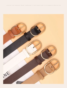Detailed set of women slim PU leather belts with gold buckles in five classic colors