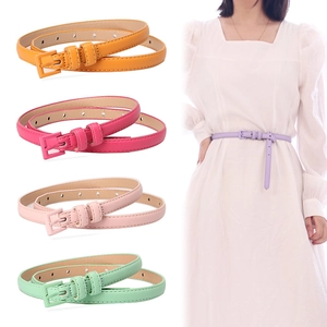 Cintura da Donna alla Moda in Ecopelle Sottile Colore Caramella Fibbia ad Ardiglione Cinturino Decorativo per Vestiti Pantaloni
