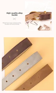 Detail view of thin faux leather belts in three colors with gold alloy pin buckles