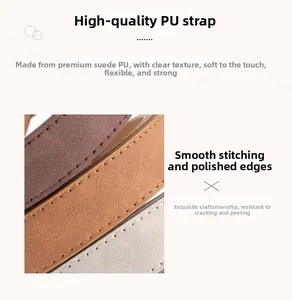 Detailed view of suede PU leather belts showing neat stitching and flexible texture