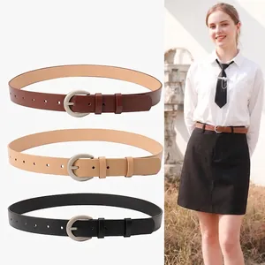Cintura da Donna in Similpelle alla Moda Con Fibbia ad Ardiglione in Lega Cinturino Minimalista Versatile per Jeans Abiti