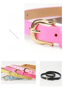 Détails de ceintures en cuir PU pour femmes en plusieurs couleurs avec boucles dorées