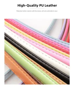 Close-up of premium PU leather straps in various colors with fine stitching details