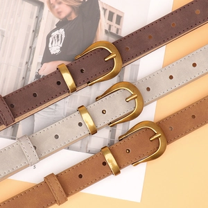 Three-piece retro belt set for women featuring matte finish and vintage metal buckles